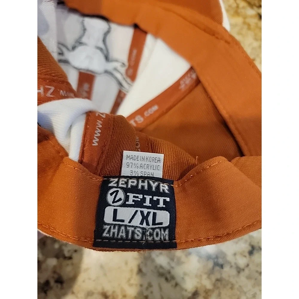 Men's Fitted Baseball Cap Hat Texas Longhorns Football Horns Zephyr Fit L/XL